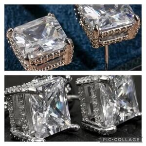 Stud Earring  .39 inches sparkling Geometric Square Shaped Embellished